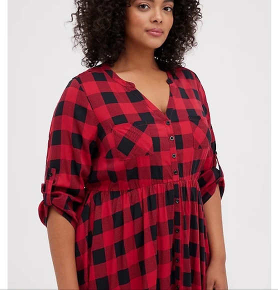 Torrid Plaid Challis Dress - Picture 3 of 5
